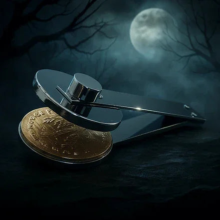 Spooky themed interchangeable clip plate for library embosser with a dark moonlit background.